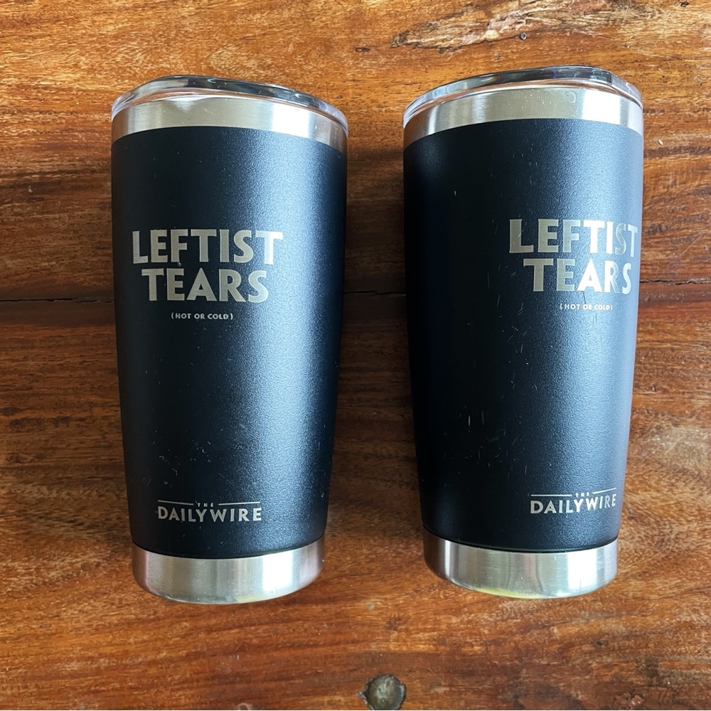 Daily Wire Black Tumblers Set Used with Brand New Lids - Picture 1 of 15